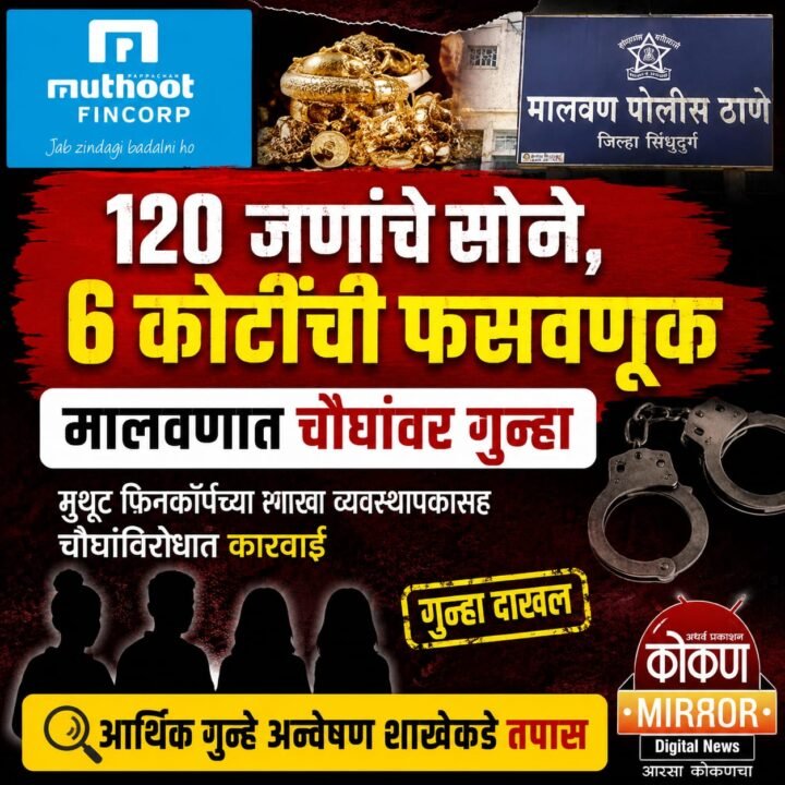 १२० जणांचे सोने, ६ कोटींची फसवणूक; मालवणात चौघांवर गुन्हा
